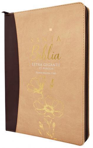 RVR1960 Giant Print Bible, Imitation Leather, Beige, Zippered with Index