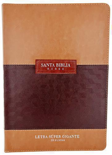 Biblia RVR1960 Tamaño Supergigante, Imitacion Piel, Color Duo Cafe Con Cierre