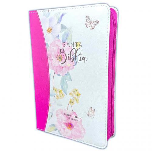 RVR1960 Bible Giant Print, Floral Pink Imitation Leather, Handy Size