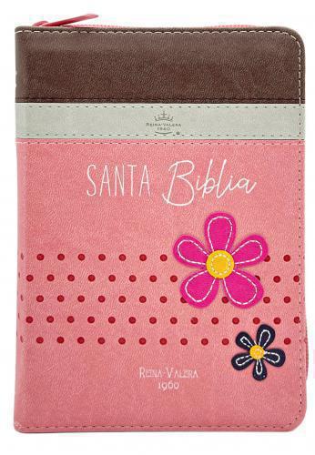 RVR1960 Imitation Leather Bible, Pocket Size with Zipper, Pink Brown
