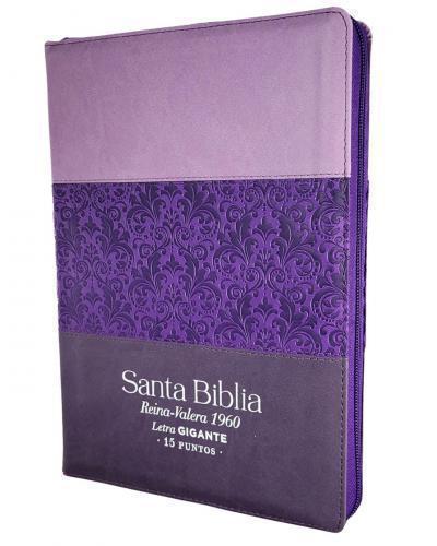 RVR1960 Bible, Imitation Leather, Large Print, Zippered with Index, Tricolor