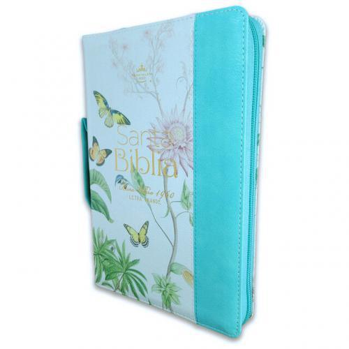 Reina Valera 1960 Bible, Imitation Leather, Compact Size with Zipper, Index and Concordance