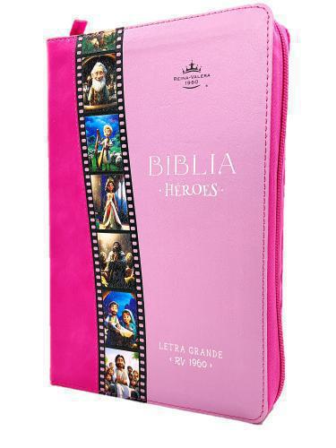 RVR1960 Heroes Bible, Leathersoft, Compact Size with Zipper, Pink