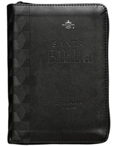RVR1960 Bible, Leather-bound, Portable Size, Black with Zipper and Index
