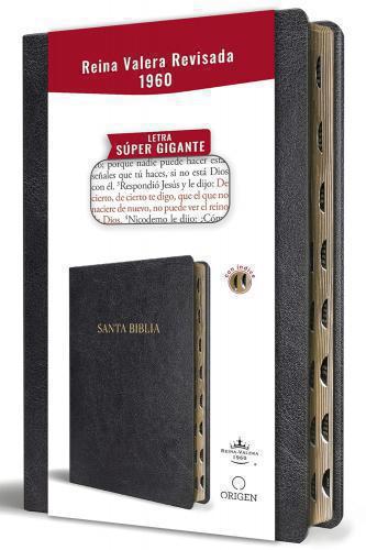 RVR1960 Large Print Bible, Leathersoft, Black with Thumb Index
