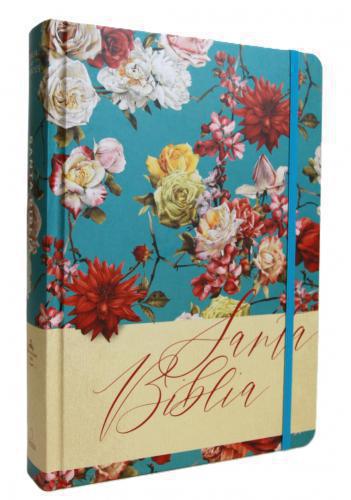 Biblia de Apuntes RVR 1960 Tapa dura, Azul celeste con flores