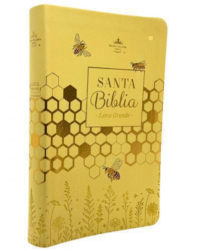 Bible Reina Valera 1960, Imitation Leather, Manual Size, Yellow Bee Design