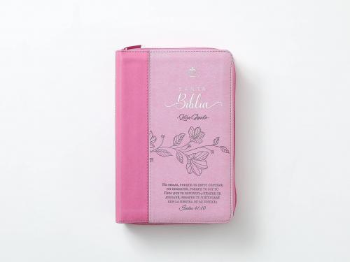 RVR1960 Imitation Leather Bible, Manual Size, Pink With Zipper