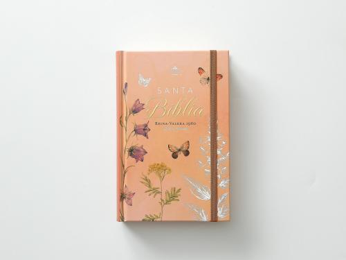 RVR1960 Bible Hardcover, Manual Size With Elastic, Coral Spring