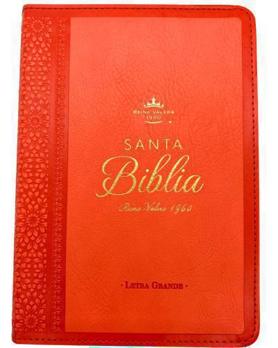 Reina Valera 1960 Bible, Imitation Leather, Compact Size, Large Print, Coral