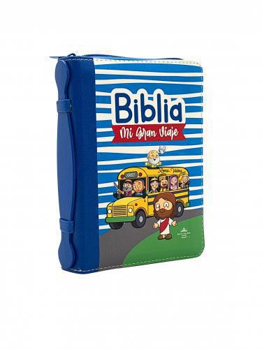 Biblia para Niños Reina-Valera 1960 “Mi Gran Viaje” en color azul con rayas