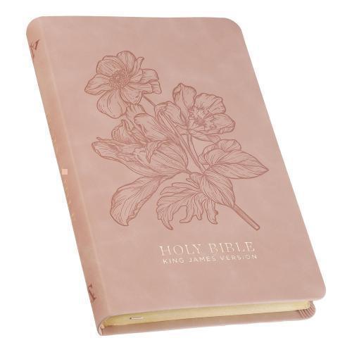 King James Version Bible in English, Imitation Leather, Handy Size, Pink Floral