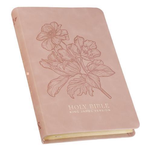 Biblia en Inglés, Version King James en Imitación Piel, Tamaño Manual, Rosa Flor
