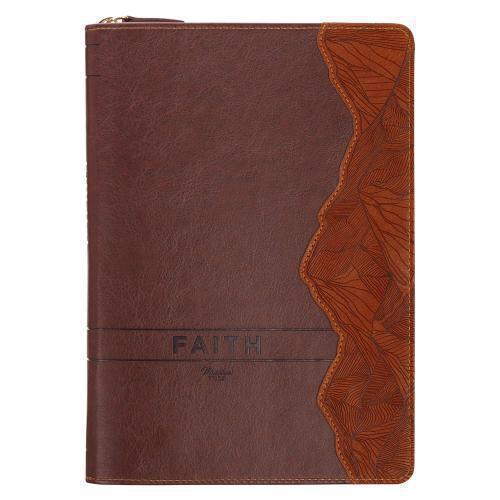 Journal/Diary Imitation Leather Coffee Color With Lock, Faith