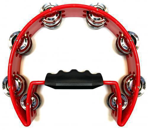 Large Simple Red Half-Moon Tambourine