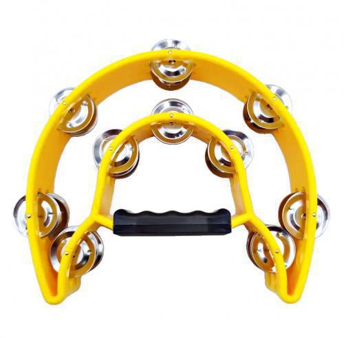 Large Half Moon Double Arch Tambourine, Yellow