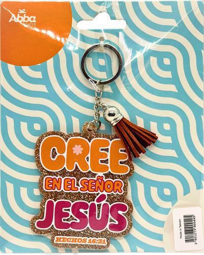 Llavero de Acrilico con Glitter -  Cree en el Señor