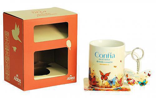 Paquete con Taza de 12oz, Llavero y Posavaso -  Confia