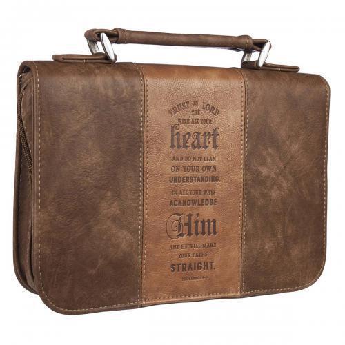 Forro Para Biblia "Trust in The Lord" Color Cafe, Tamaño Mediano