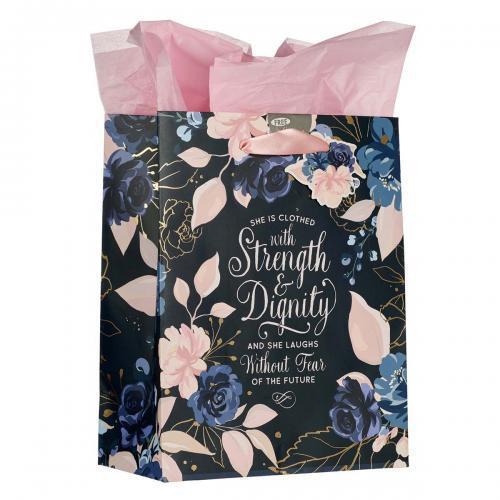 Bolsa para regalo mediana; Strength and Dignity, Proverbs 31:25