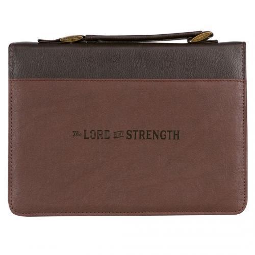 XL Bible Cover. Imitation Leather, Coffee Color; Strength And Defense