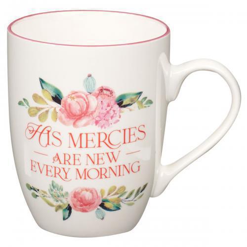 Taza de ceramica, His Mercies Are New Rosa Flores 12oz