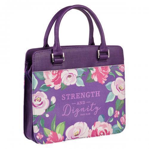 Medium Bible cover bag style; "Strength and Dignity" Proverbs 31:25