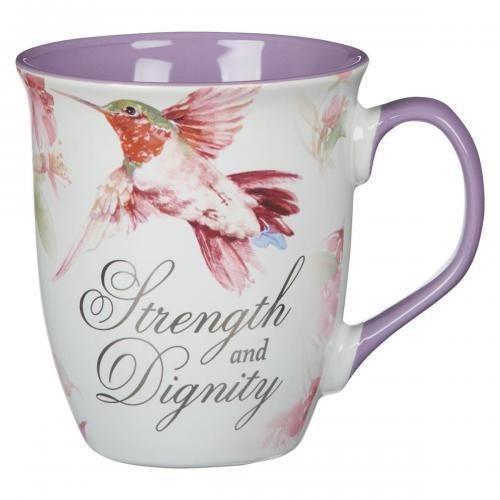 Taza de cerámica 14 oz; Strength and Dignity Hummingbird