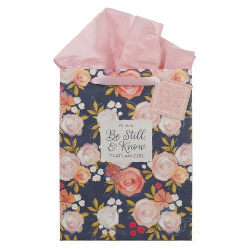Gift Bag, Large - Be Still And Know Peonies