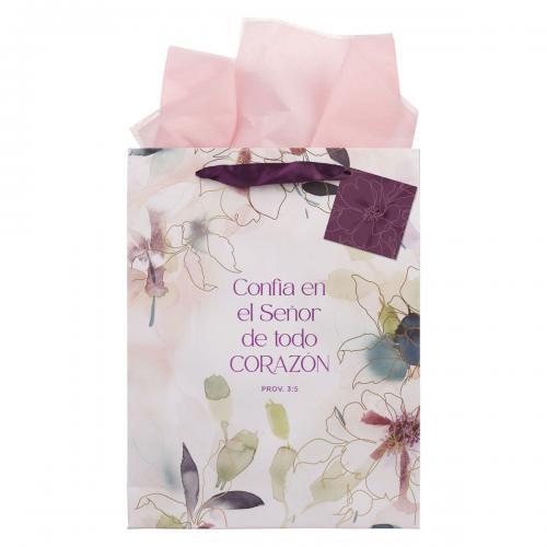Bolsa para regalo, Tamaño Grande - Confia En El Senor Morada