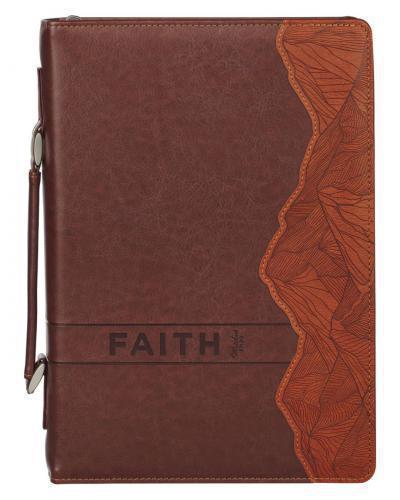 Bible Cover, Large, Imitation Leather, Brown, Faith