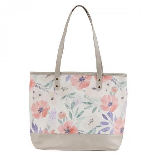 Canvas Bag, Love is Patient, White Coral Floral