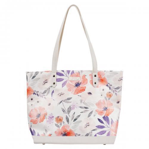 Canvas Bag, Love is Patient, White Coral Floral
