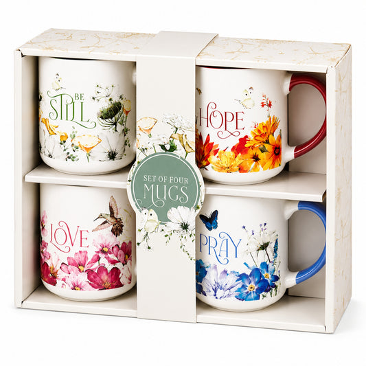 Set de 4 Tazas de Cerámica 12 onzas - Anchored in Christ