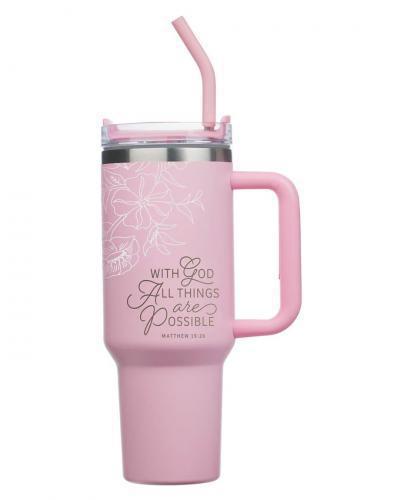 Tumbler con Asa “With God All Things Are Possible”