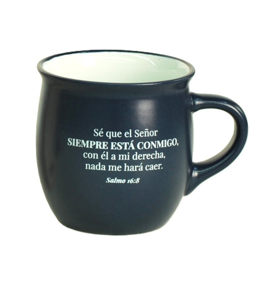 Taza de cerámica 12 onzas - Se Que El Señor, Color Navy, Colección Victoria