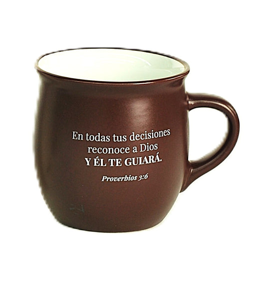 Taza de cerámica 12 onzas En Todas Tus Decisiones Color Café Colección Victoria