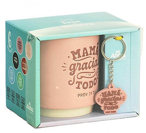Paquete con Taza de 14oz y Llavero de caucho - Mama Gracias