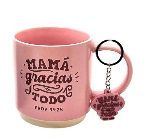 Paquete con Taza de 14oz y Llavero de caucho - Mama Gracias