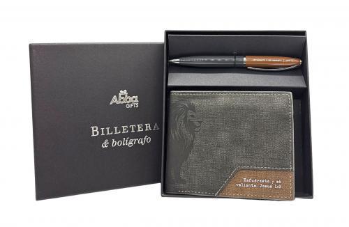 Set Billetera y Bolígrafo "Esfuérzate y sé valiente" Josué 1:9