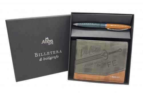 Set Billetera y Bolígrafo "Pelea la buena batalla de la fe" 1 Timoteo 6:12