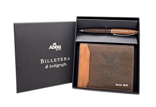 Set Billetera y Bolígrafo "Dios da nuevas fuerzas" Isaías 40:31