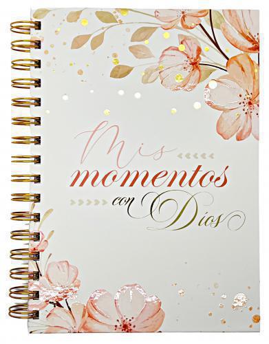 Libreta devocional con aspiral; Mis momentos con Dios, Floral rosa