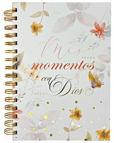 Libreta devocional con aspiral; Mis momentos con Dios, Flores mariposa