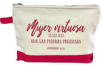 Estuche de algodón con cierre; Mujer Virtuosa