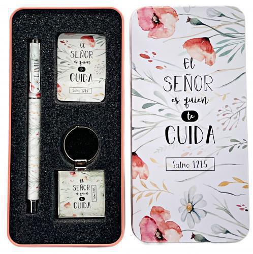 Metal box with pen, keyring and card - The Lord Cares