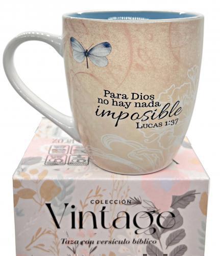 Taza Coleccion Vintage; Para Dios no hay nada imposible, 15oz