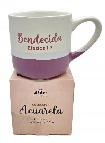 Taza Coleccion Acuarela -  Bendecida 12oz Efesios 1:3