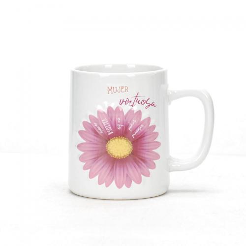 Taza de Ceramica, Coleccion Prominencia - Mujer virtuosa, Proverbios 3:15