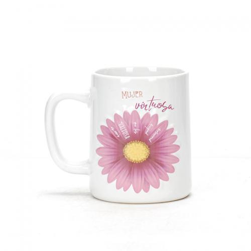 Taza de Ceramica, Coleccion Prominencia - Mujer virtuosa, Proverbios 3:15